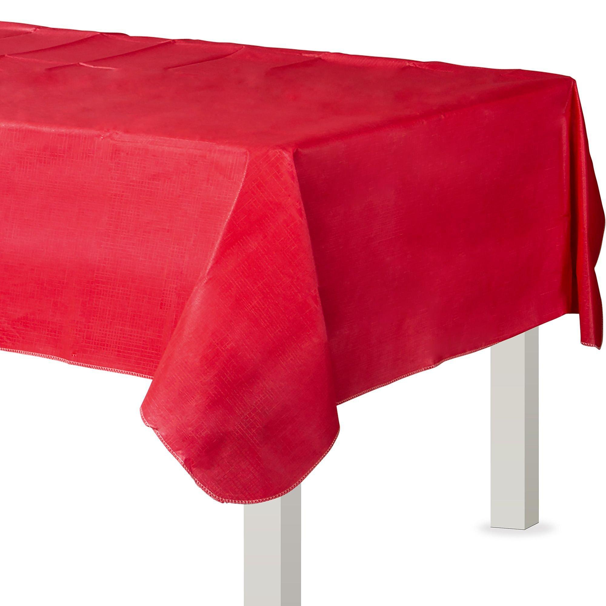 Red FlannelBacked Vinyl Tablecloth, 54in x 108in Party City